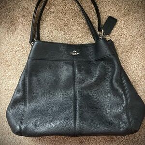 Coach Pebbled Black Leather Shoulder Bag